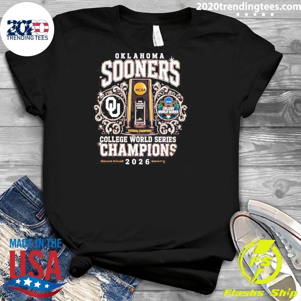 Oklahoma Sooners 2026 College World Series Champions Trophy Shirt