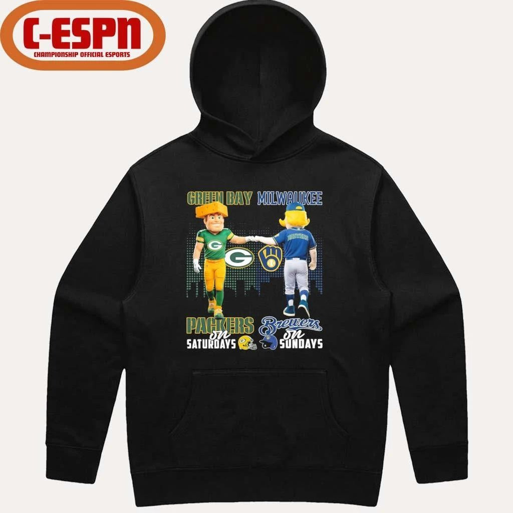 Mascot Green Bay Packers On Saturdays And Milwaukee Brewers On Sundays Shirt
