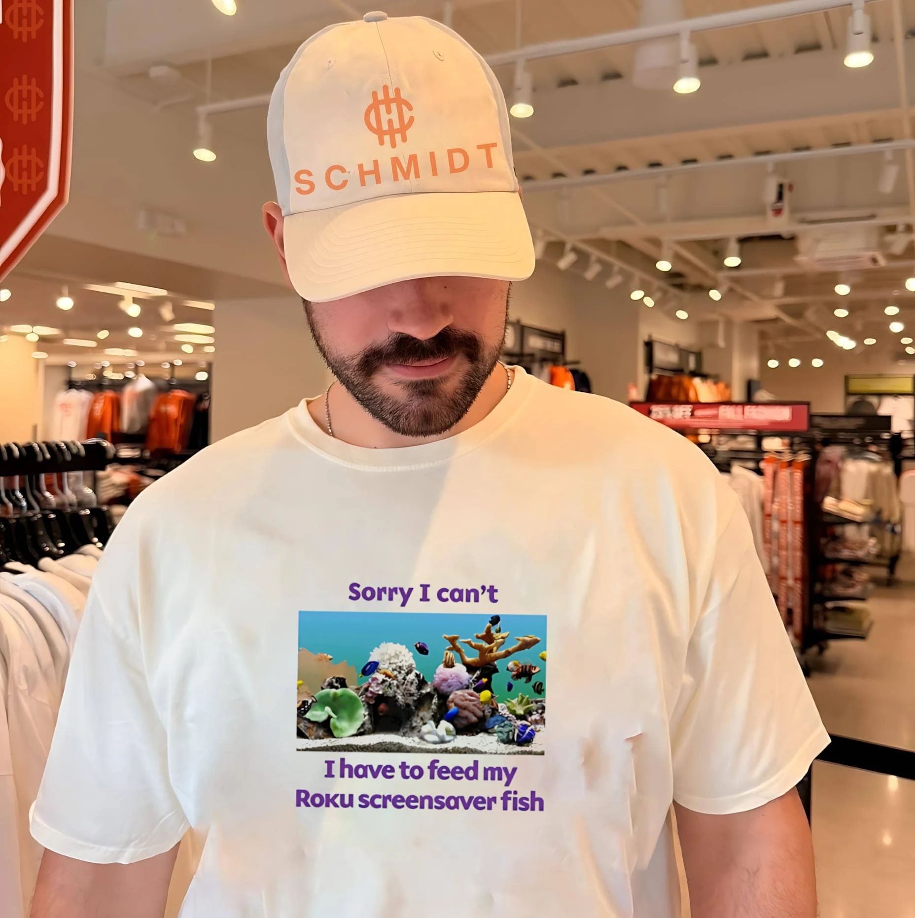 Sorry I can’t I have to feed my Roku screensaver fish shirt