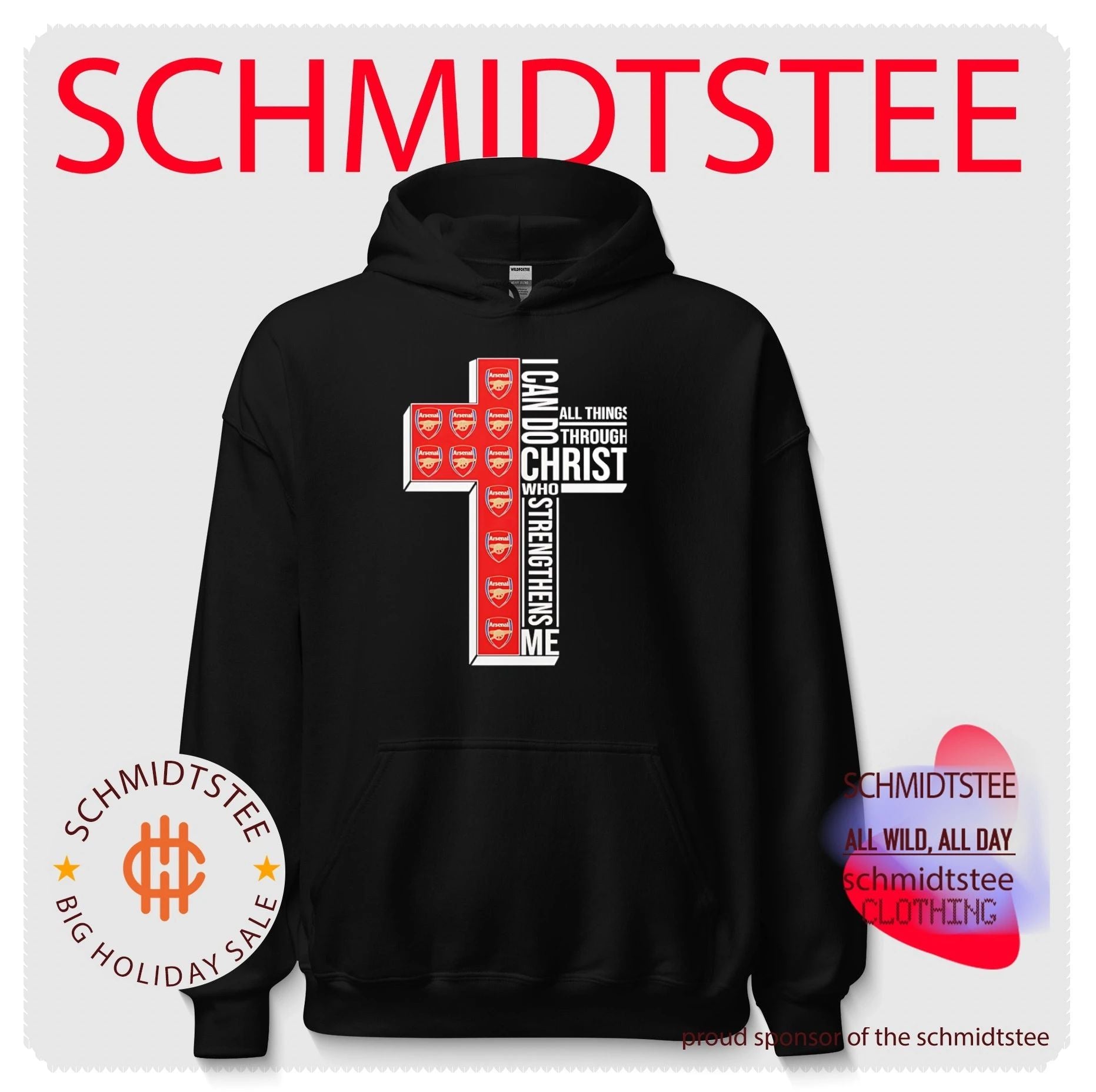 Arsenal I can do all things through Christ who strengthens me cross graphic shirt