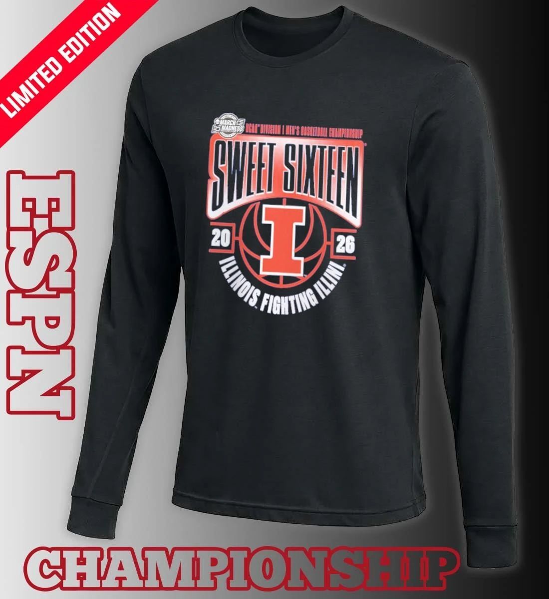 Illinois Fighting Illini Sweet 16 NCAA DI Men’s Basketball Tournament March Madness 2026 T-Shirt