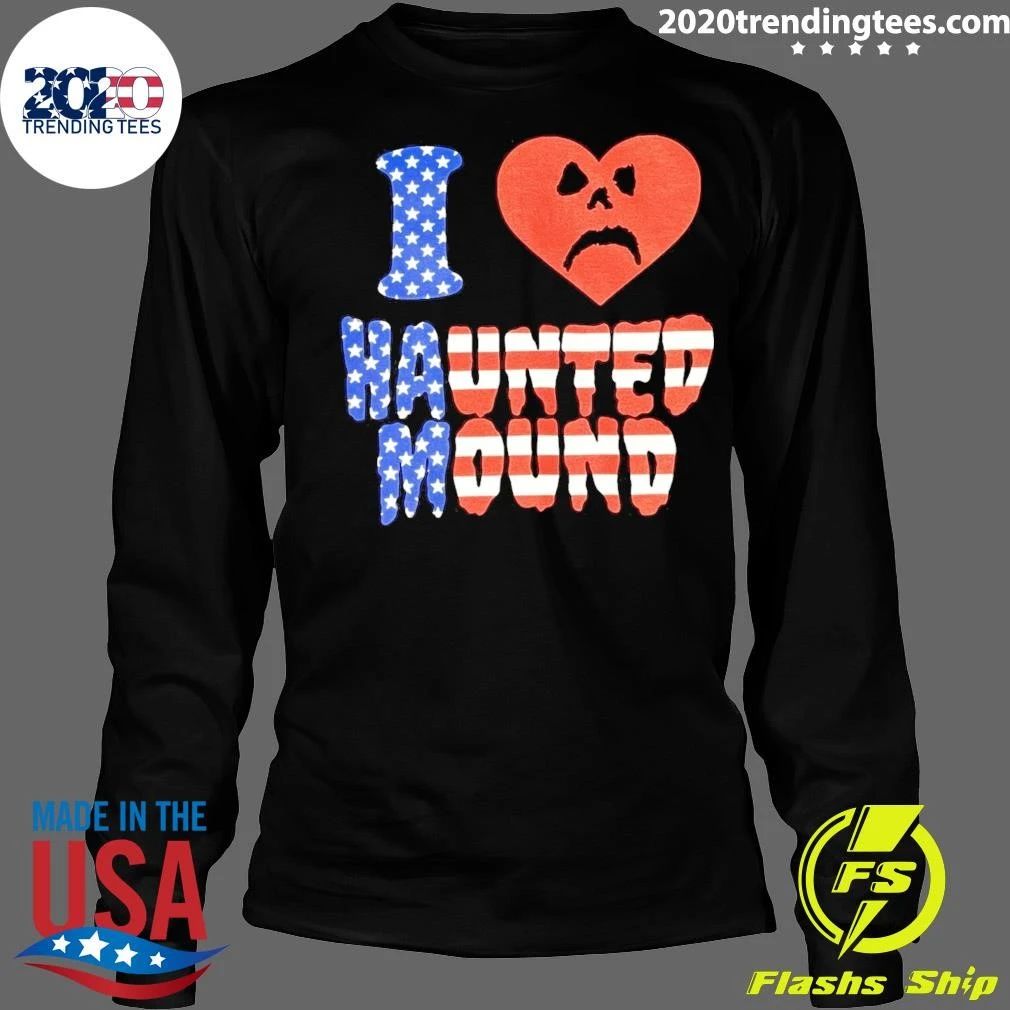 Sematary I Heart Haunted Mound USA American Flag Tee Shirt