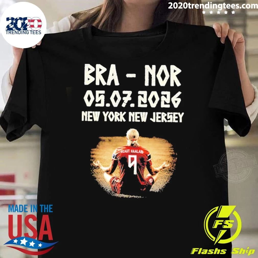 Erling Haaland Norway Soccer World Cup 2026 Bra-nor New York New Jersey Match Day Shirt
