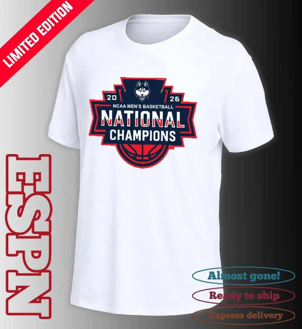 UConn Huskies 2026 NCAA DI Men’s Basketball National Champions Official Logo T-Shirt
