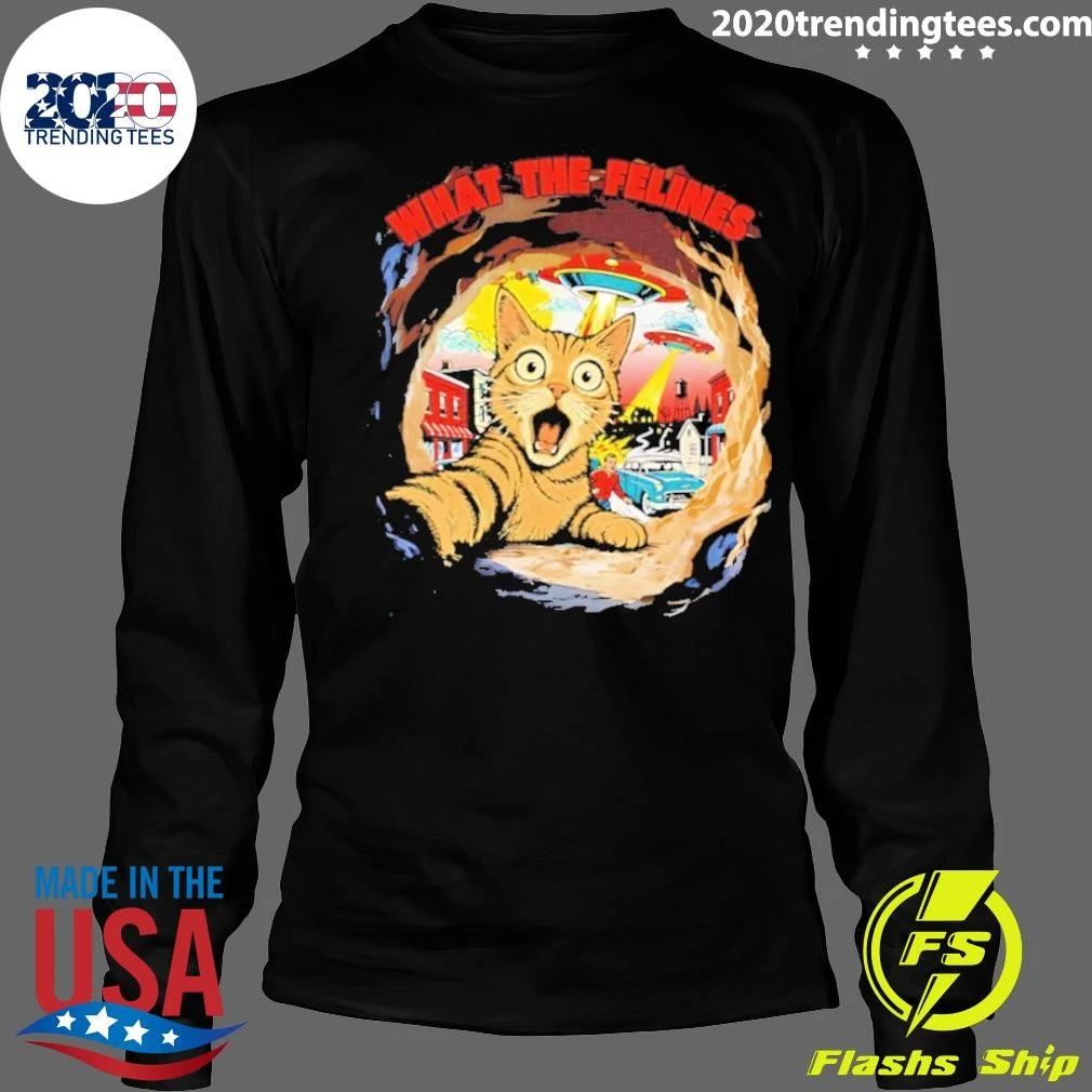 Cat What The Felines Ufo Comic Shirt