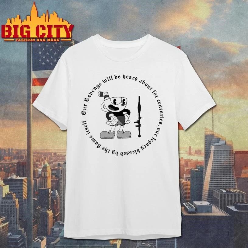 Cuphead With RPG Rocket Launcher Our Revenge Will Be Heard Retro Cartoon T Shirt