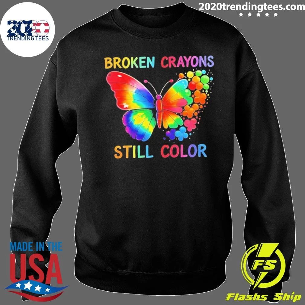 Butterfly Broken Crayons Still Color Autism Awareness Shirt