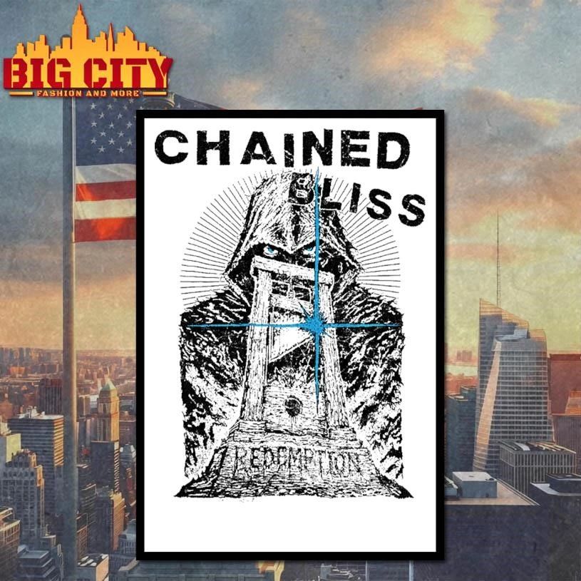 Chained Bliss Redemption Guillotine Hooded Reaper Heavy Metal Graphic T shirt