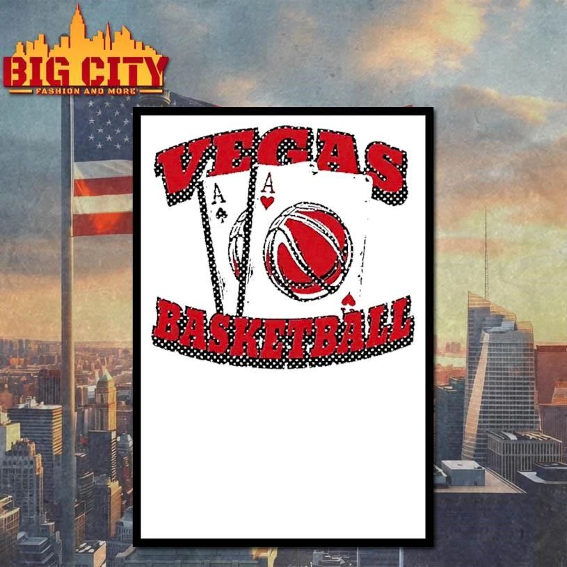 Vegas Basketball Poker Playing Cards Aces Red Sport Logo White Shirt