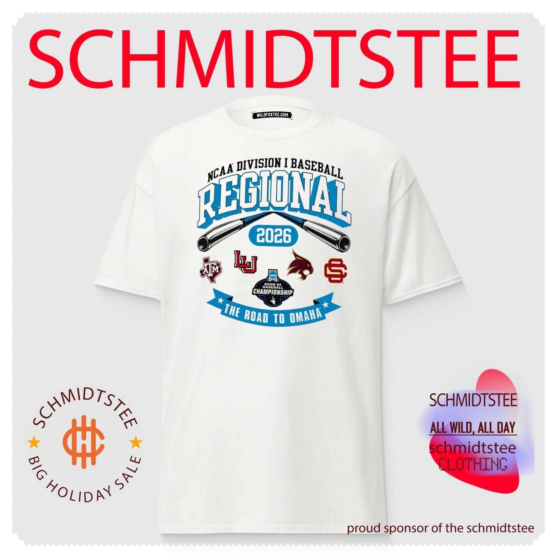 2026 NCAA Division I Baseball Regional Texas A&M The Road To Omaha logos shirt