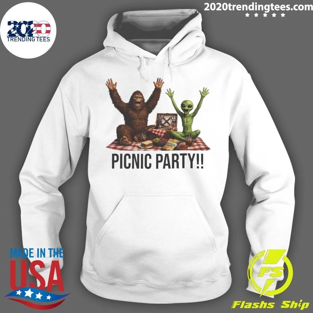 Bigfoot and Alien Picnic Party Shirt