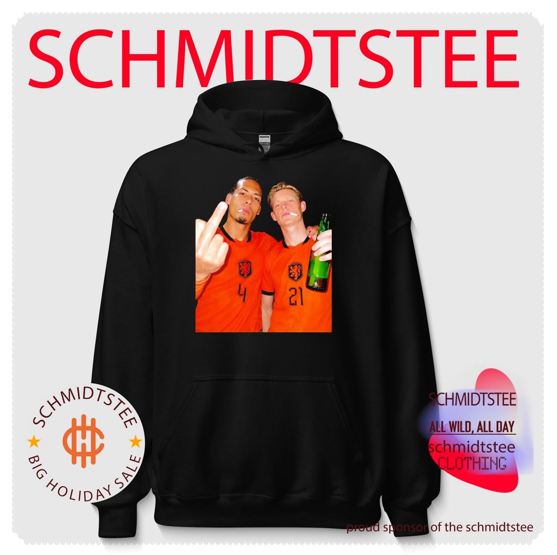 Virgil van Dijk and Frenkie de Jong Netherlands National Team middle finger shirt