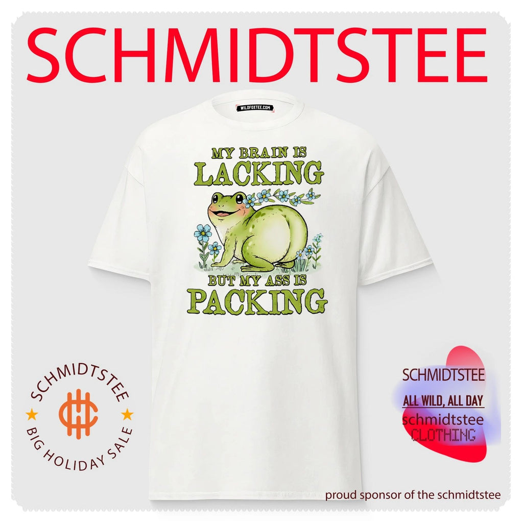 My brain is lacking but my ass is packing cartoon frog shirt