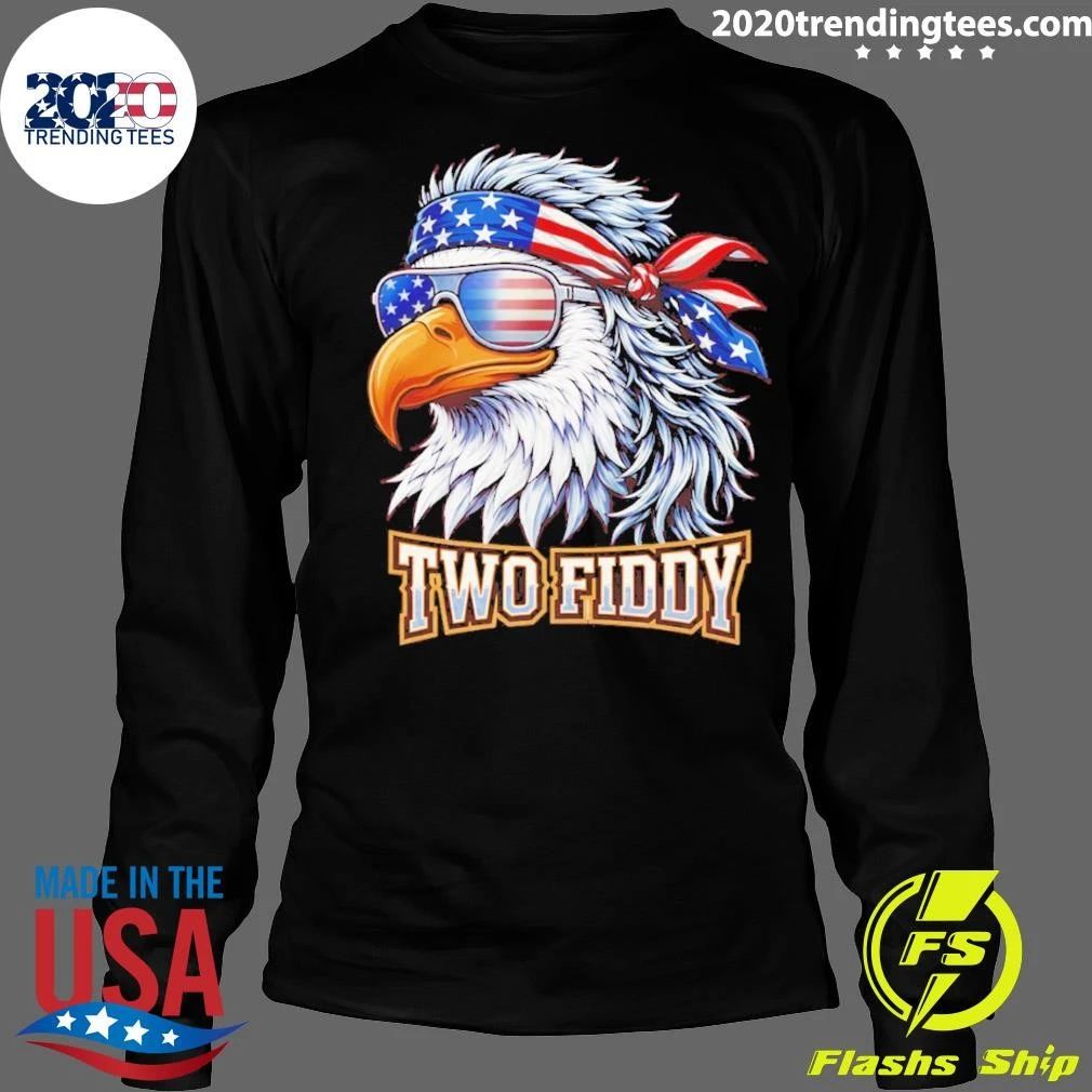 Eagle Wearing American Flag Bandana And Sunglasses Two Fiddy Shirtt