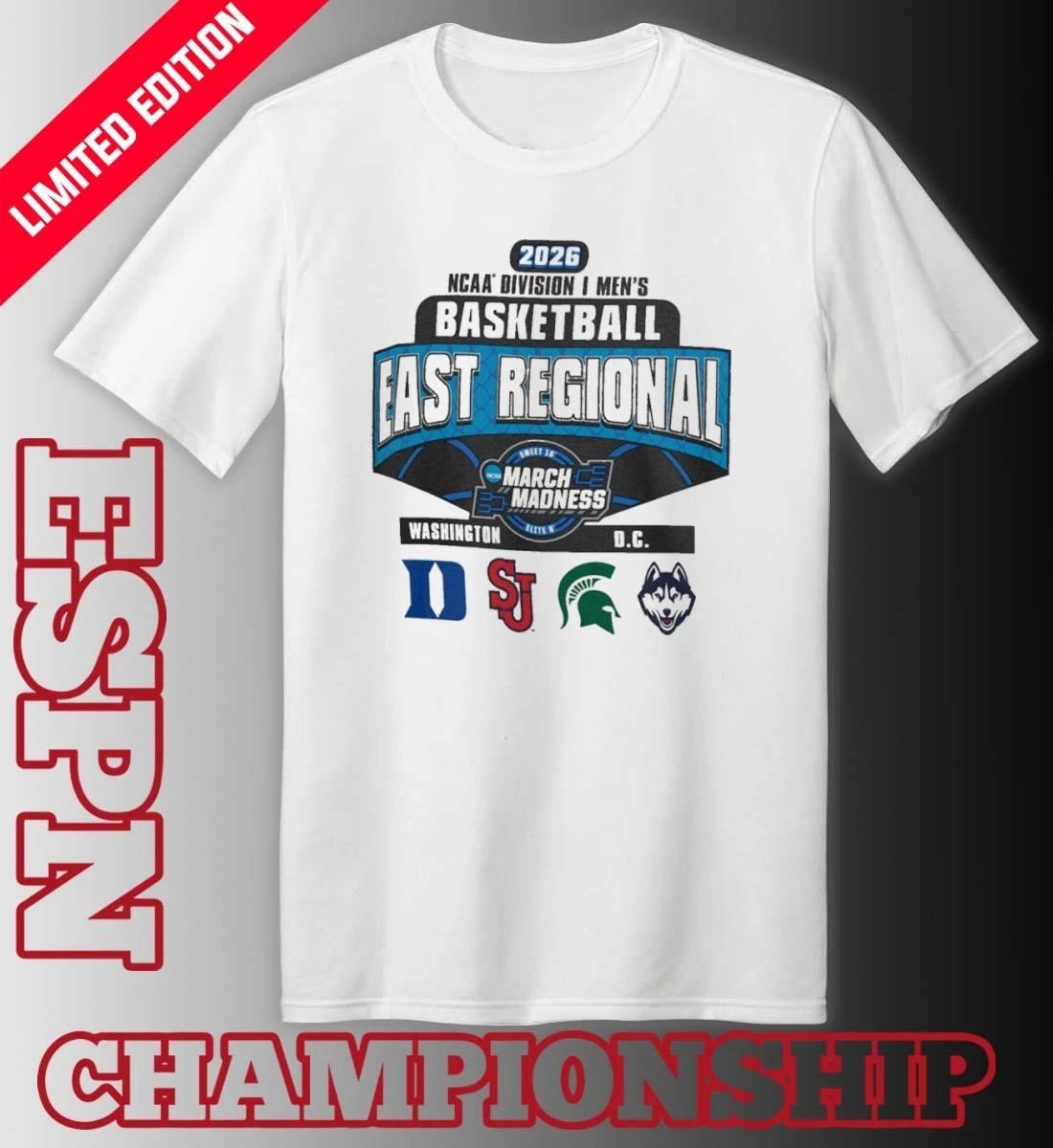 4 Team 2026 NCAA DI Men’s Basketball East Regional Washington, DC T-Shirt