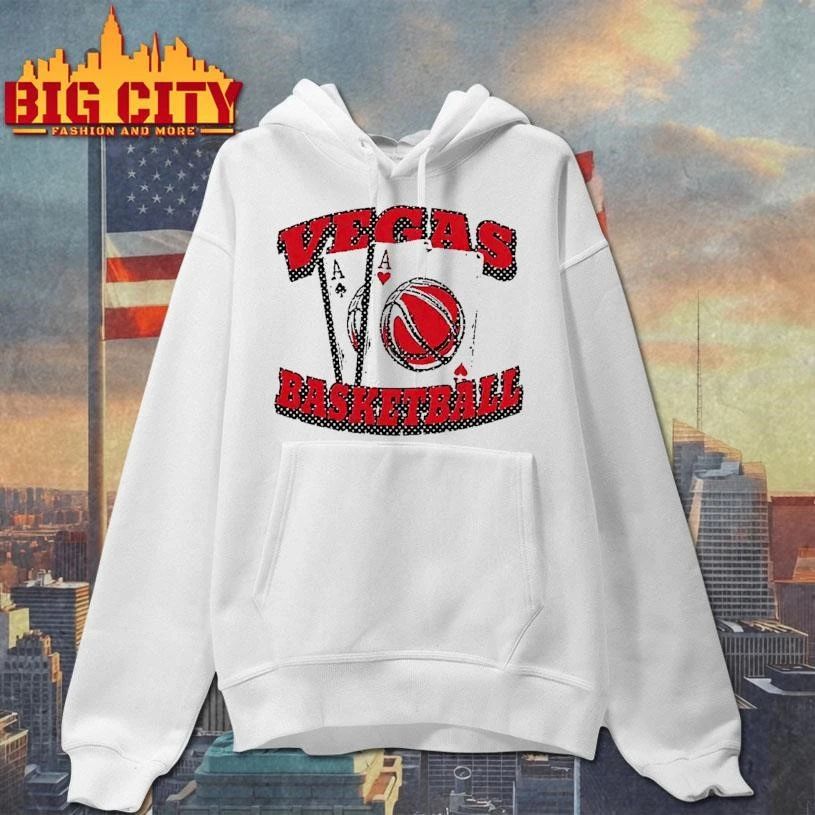 Vegas Basketball Poker Playing Cards Aces Red Sport Logo White Shirt