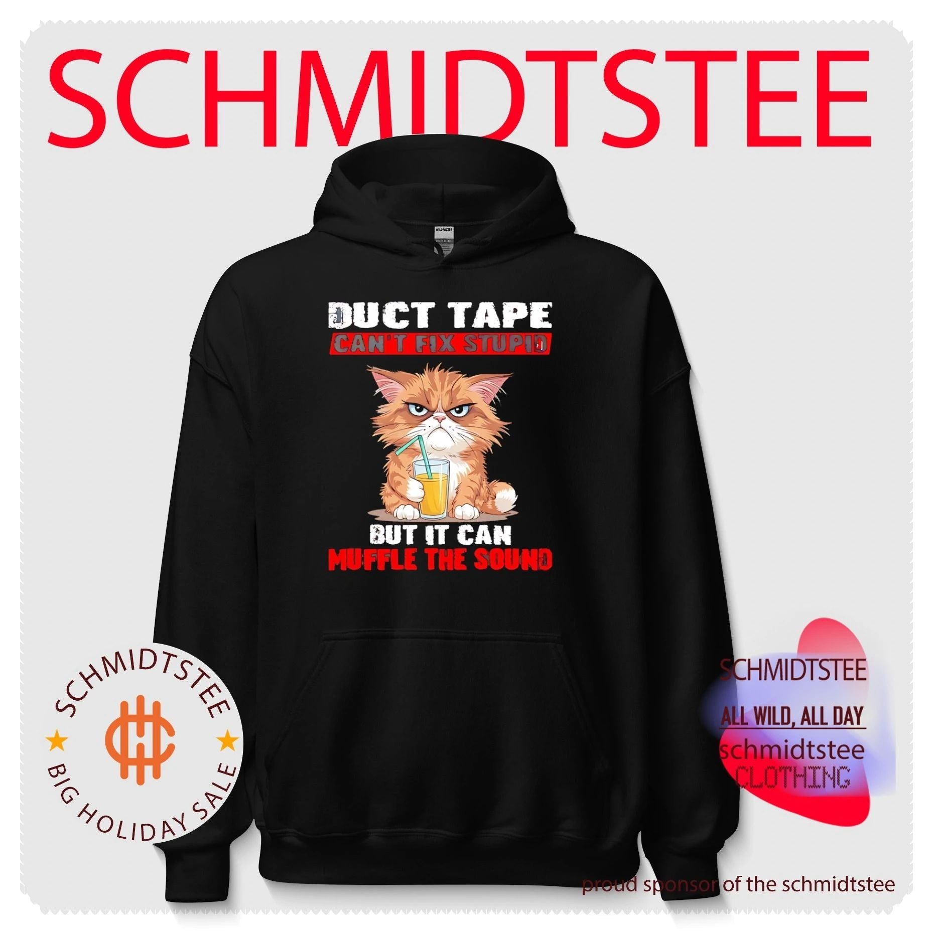 Duct tape can’t fix stupid but it can muffle the sound cartoon cat shirt
