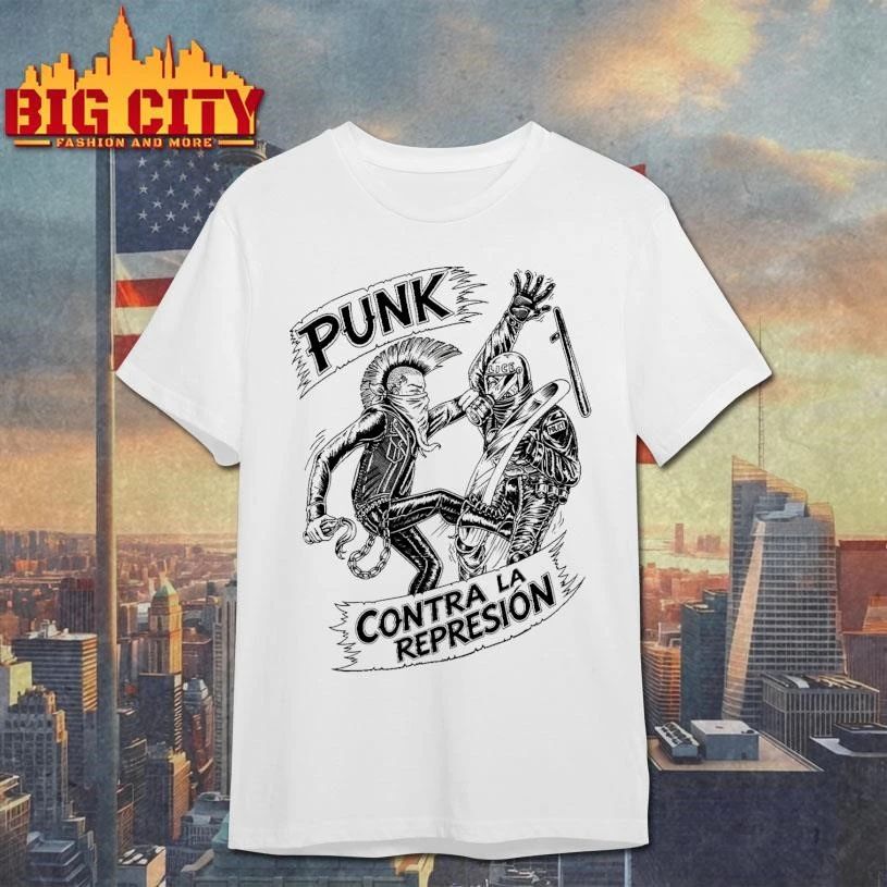 Punk Contra La Represion Anarchy Anti Police Riot Graphic Shirt