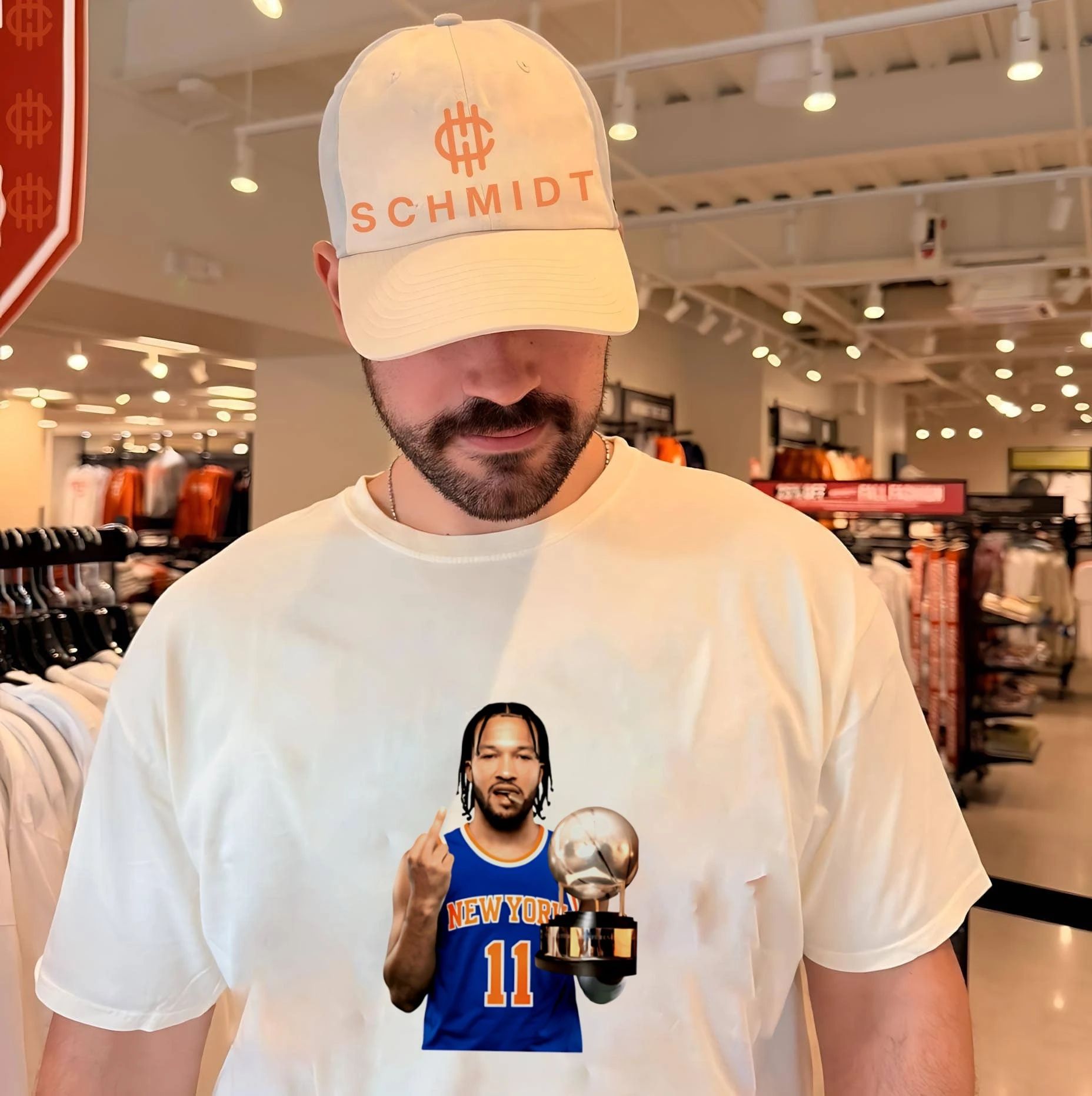 Jalen Brunson New York Knicks smoking and trophy shirt