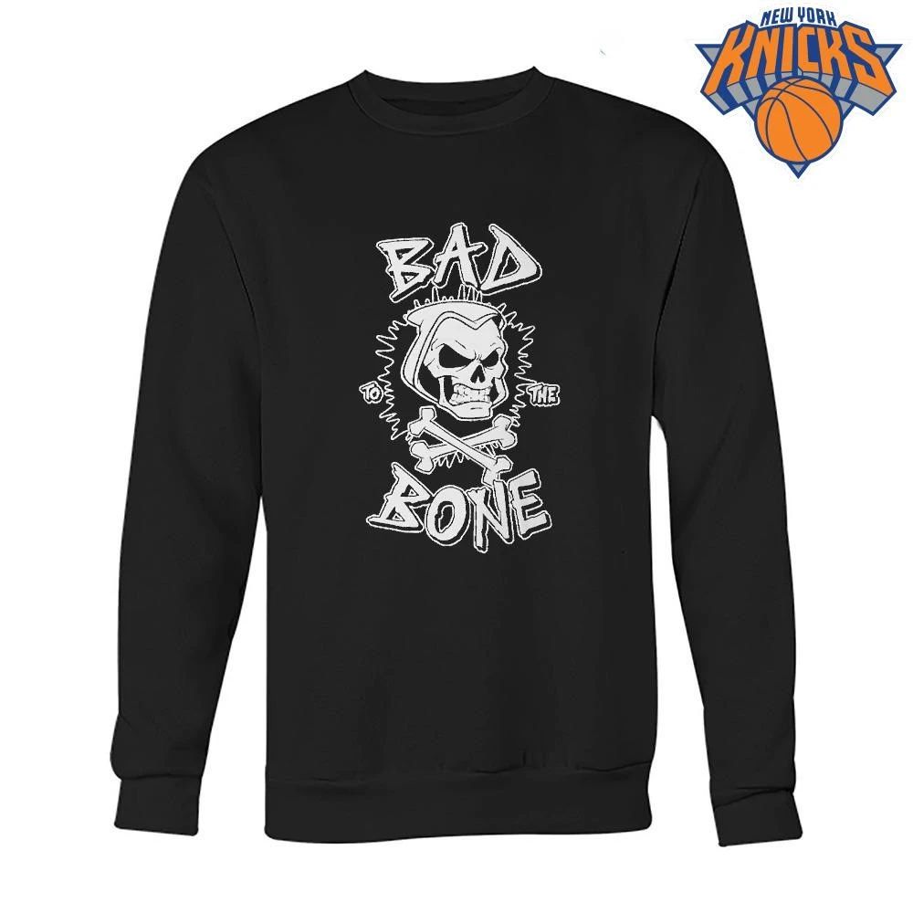 Bad To The Bone Skull Skeleton Crossbones Rock Graphic T Shirt