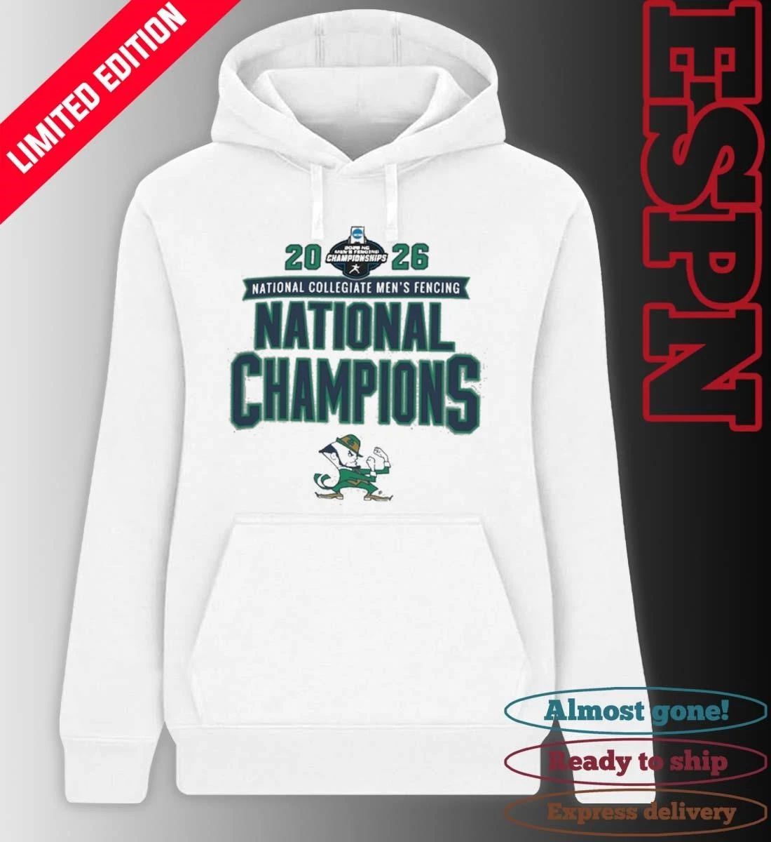 Notre Dame Fighting Irish 2026 NCAA DI Men’s Fencing National Champions T-Shirt