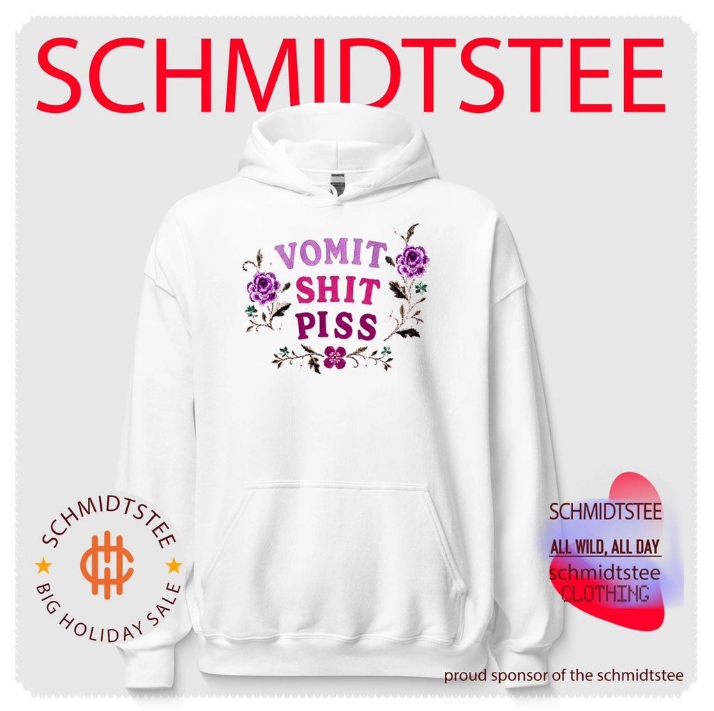 Vomit Shit Piss Floral Embroidery funny quote shirt