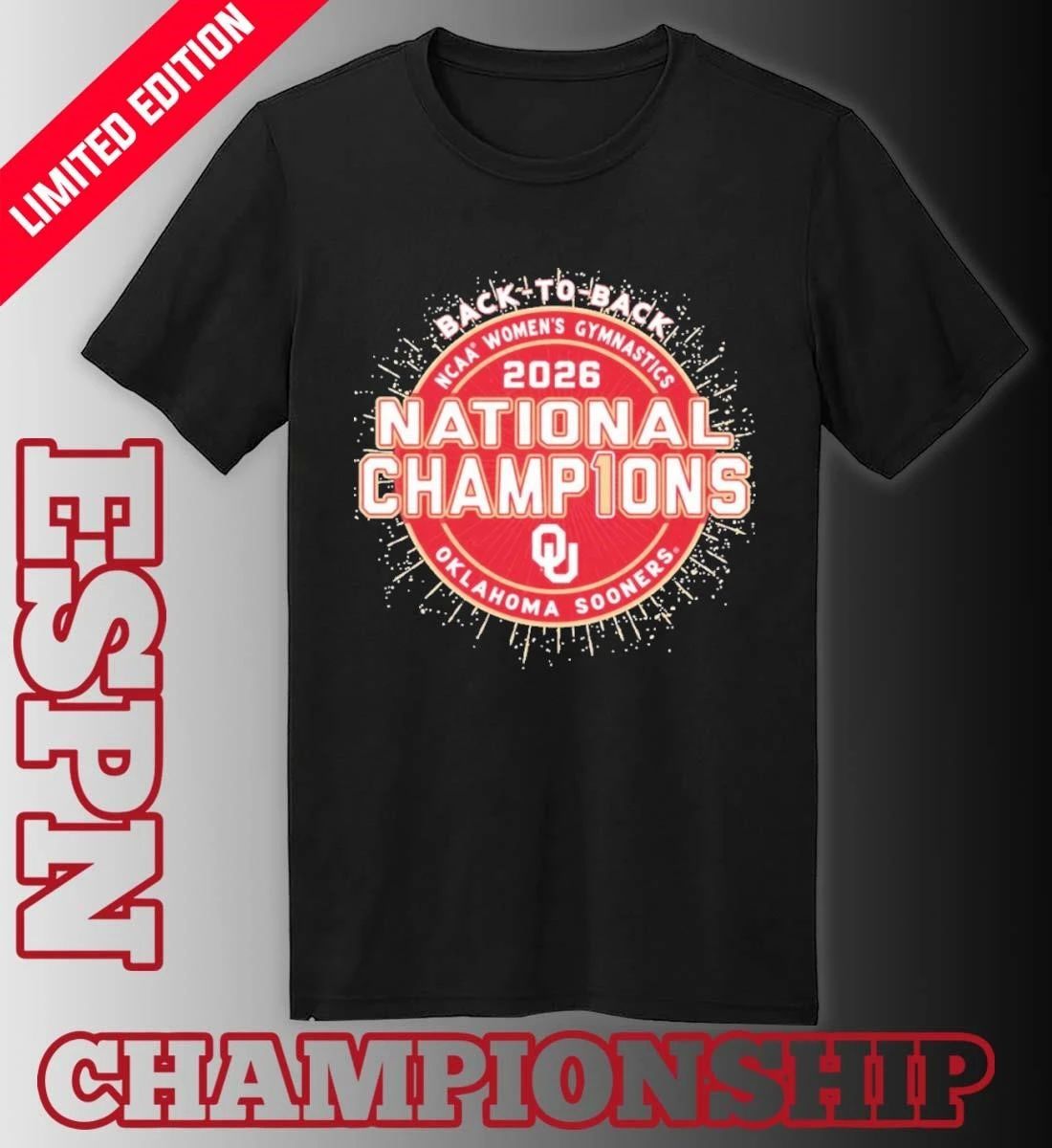 Oklahoma Sooners Back-To-Back NCAA Women’s Gymnastics National Champions T- Shirt
