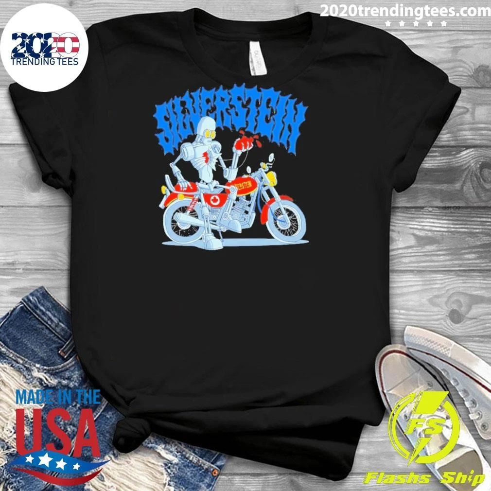 Silverstein Robot Holding Heart On Motorcycle Shirt