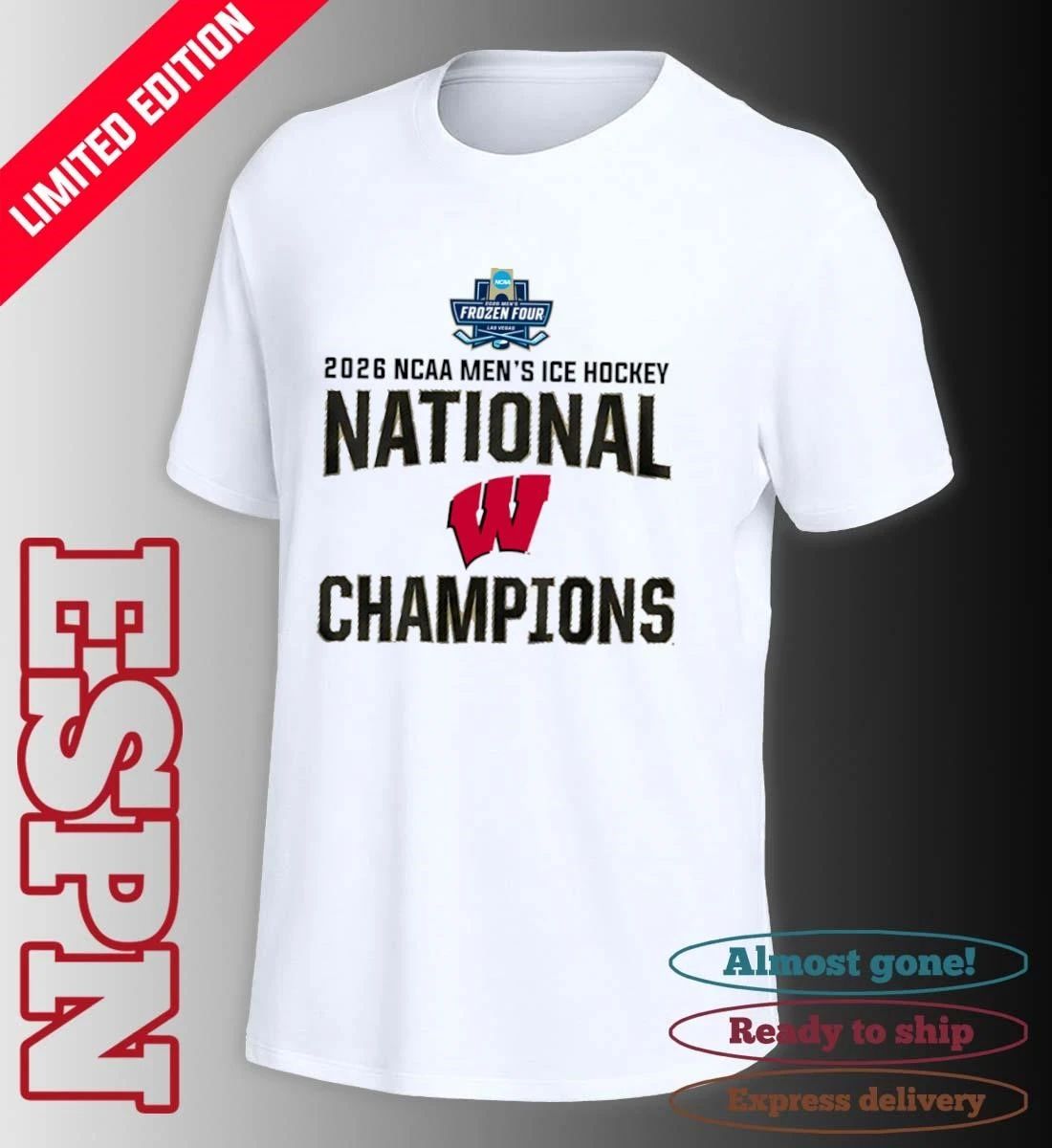 University Of Wisconsin 2026 NCAA DI Men’s Ice Hockey National Champions T-Shirt