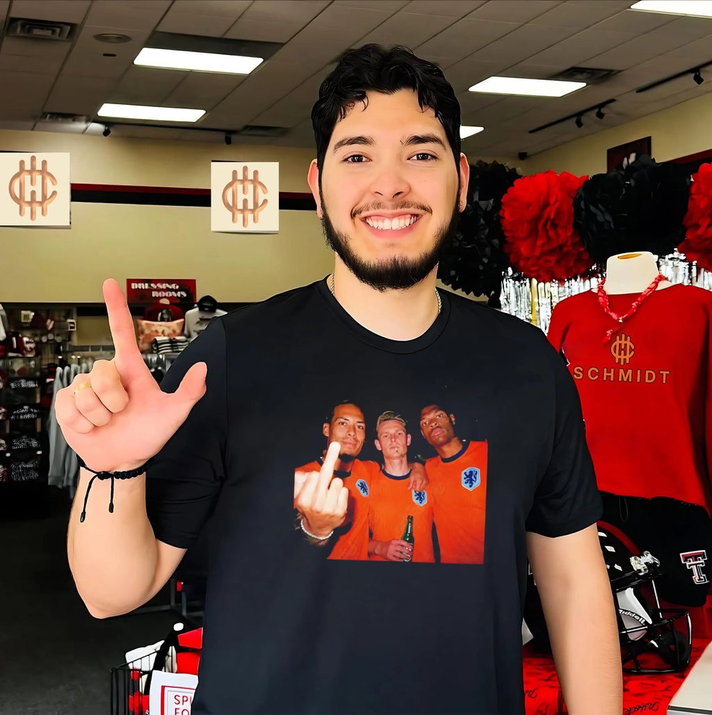 Virgil van Dijk Frenkie de Jong and Memphis Depay Netherlands National Team middle finger shirt
