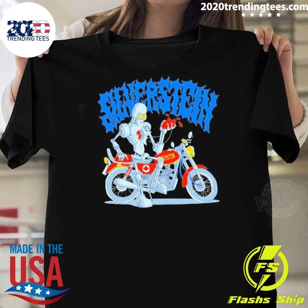Silverstein Robot Holding Heart On Motorcycle Shirt