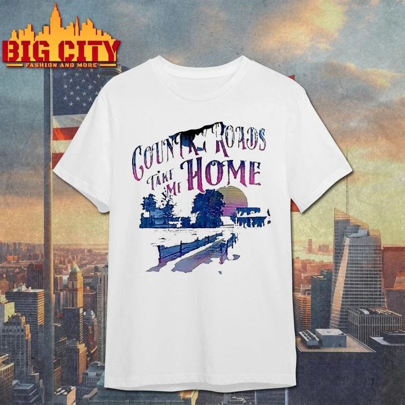 Retro Aesthetic Country Roads Take Me Home Rustic Farmhouse White Shirt