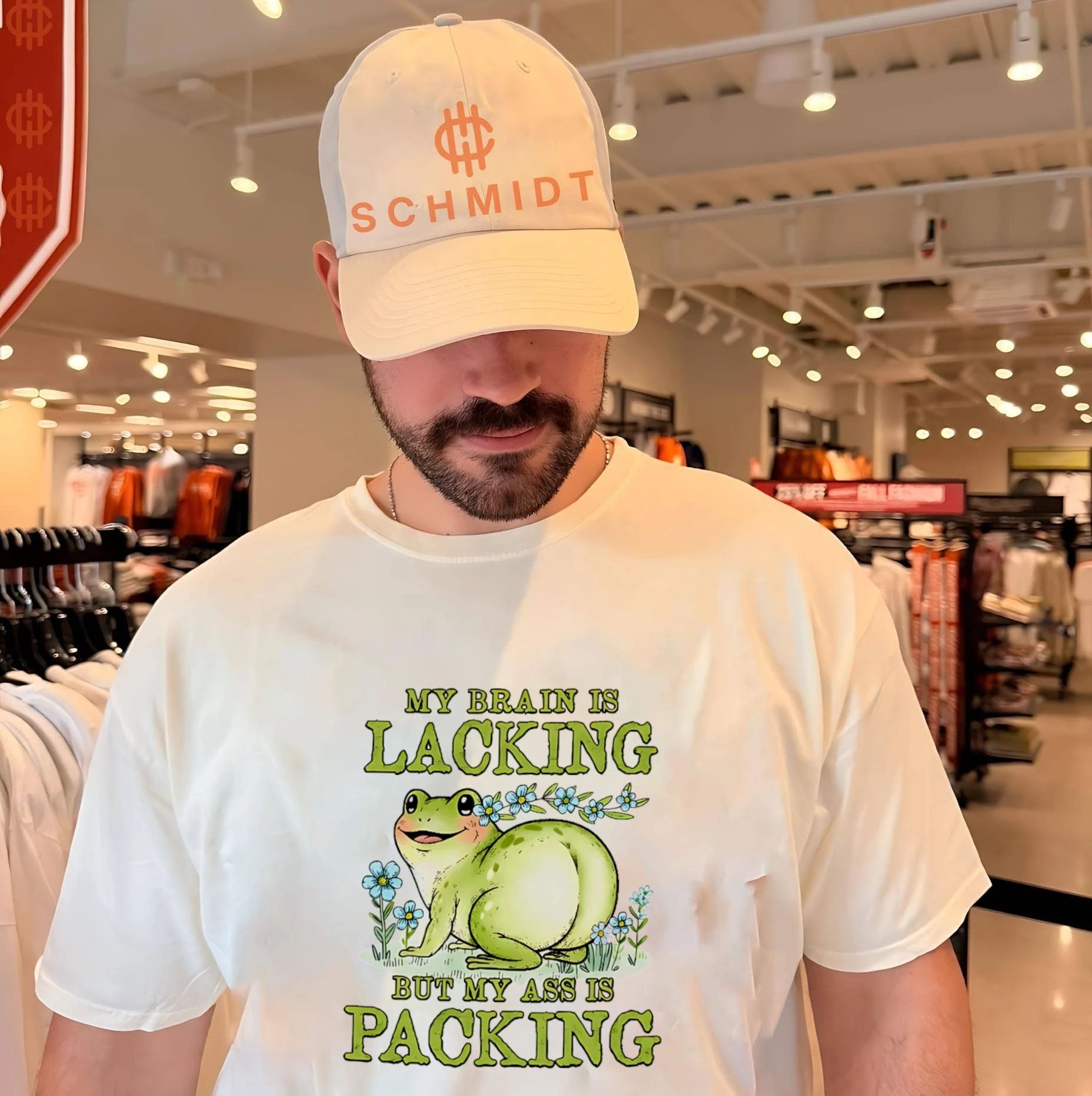 My brain is lacking but my ass is packing cartoon frog shirt