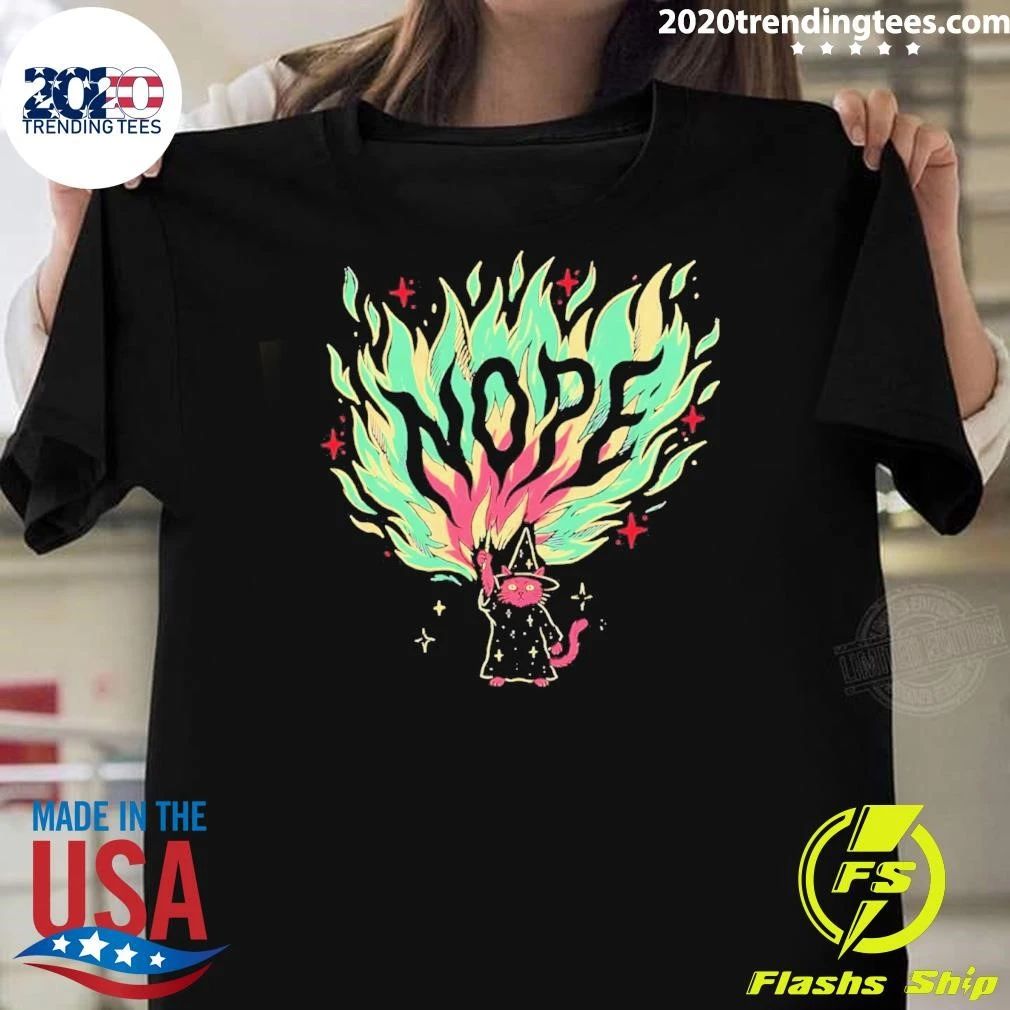 Nope Cat Wizard Magical Fire Spell Wizardry Shirt