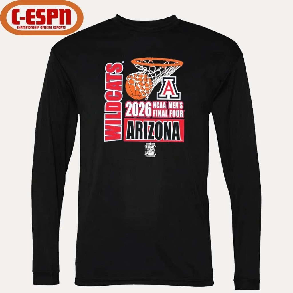 NCAA Arizona Wildcats 2026 Men’s Final Four Nothing But Net T-Shirt