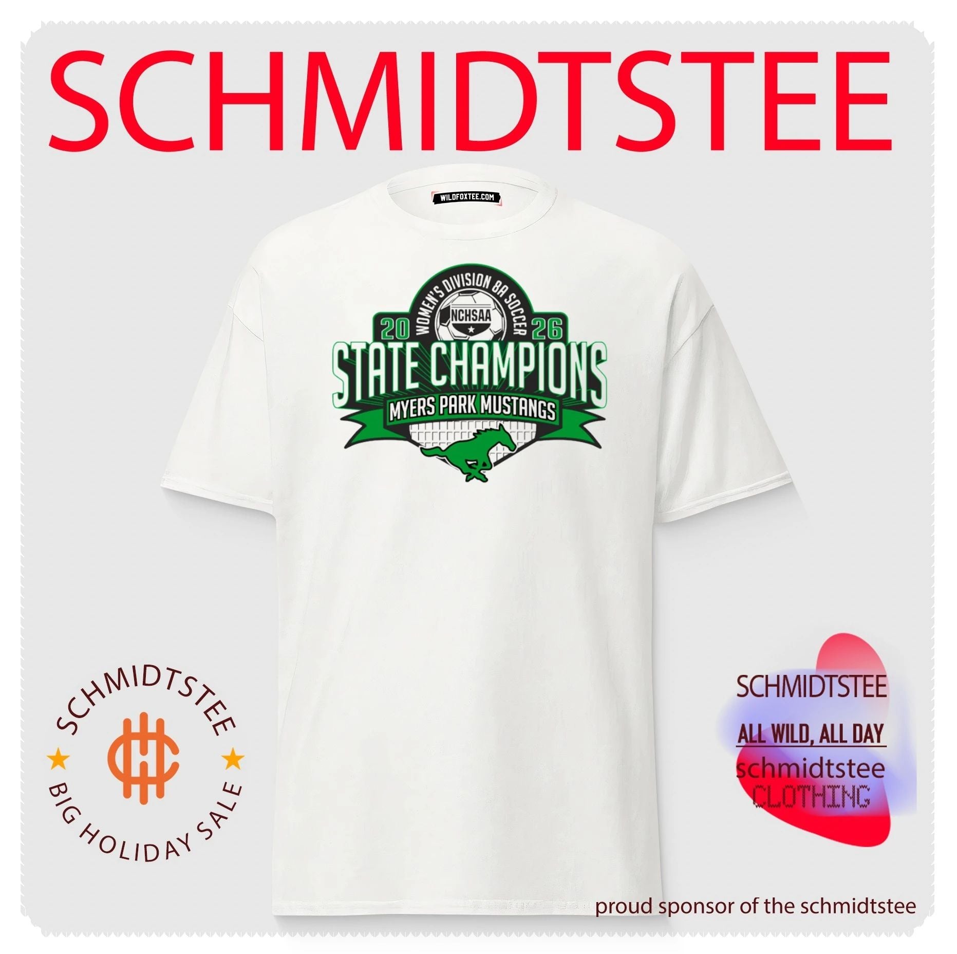 Myers Park Mustangs 2026 NCHSAA Women’s Division 8A Soccer Champions shirt