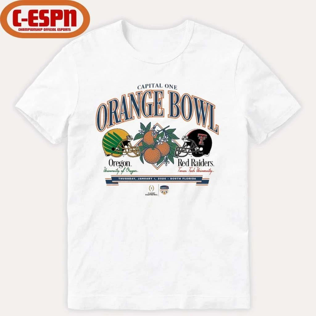 Texas Tech University vs. University Of Oregon 2026 Capital One Orange Bowl shirt
