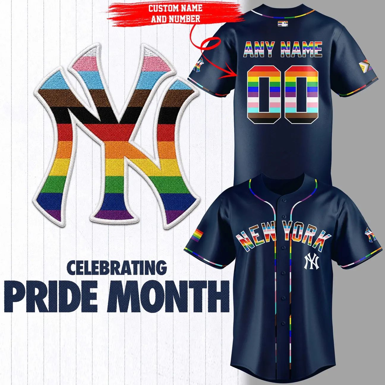 New York Yankees Celebrating Pride Month Baseball Jersey