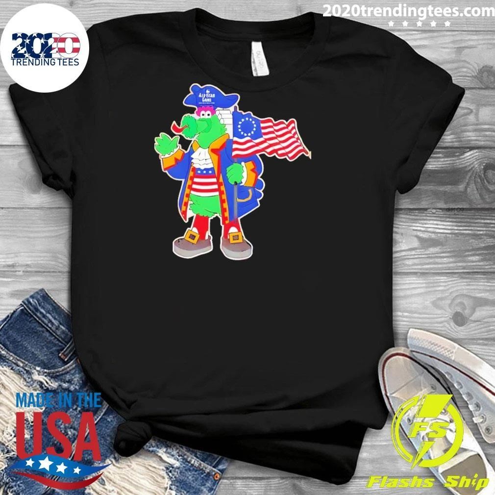 Phillie Phanatic Holding American Flag Philadelphia Phillies Baseball Mlb 2026 All Star Game Shirt