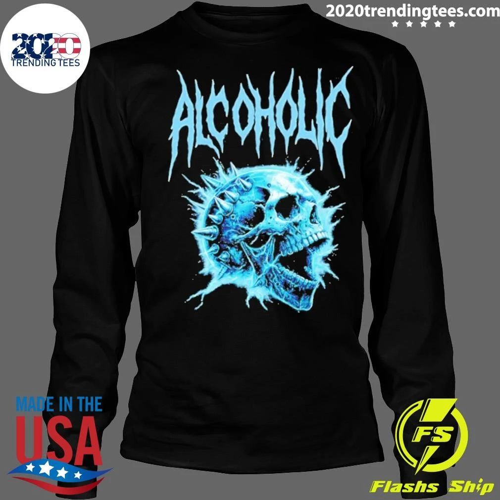 Alcoholic Spiked Skull Graphic Shirt