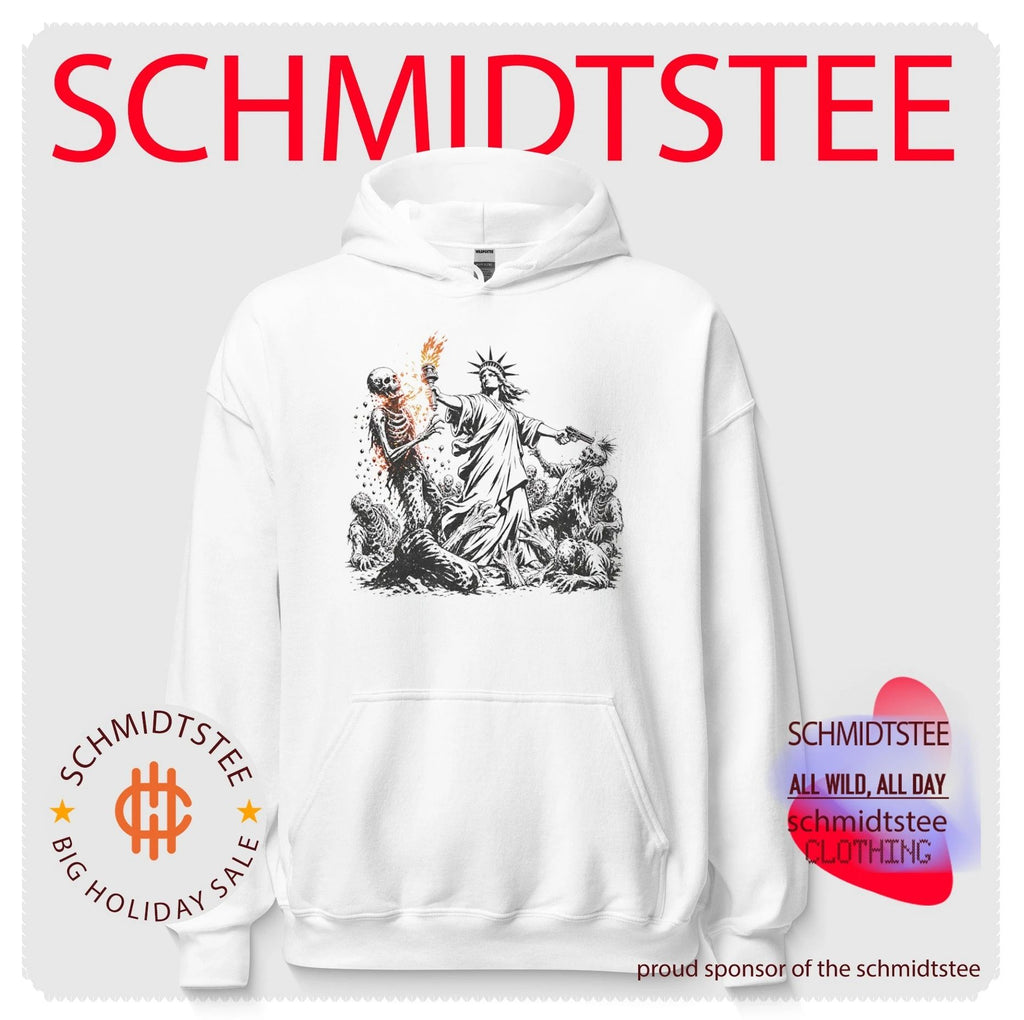 Statue of Liberty Fighting Zombies with Torch and Gun shirt