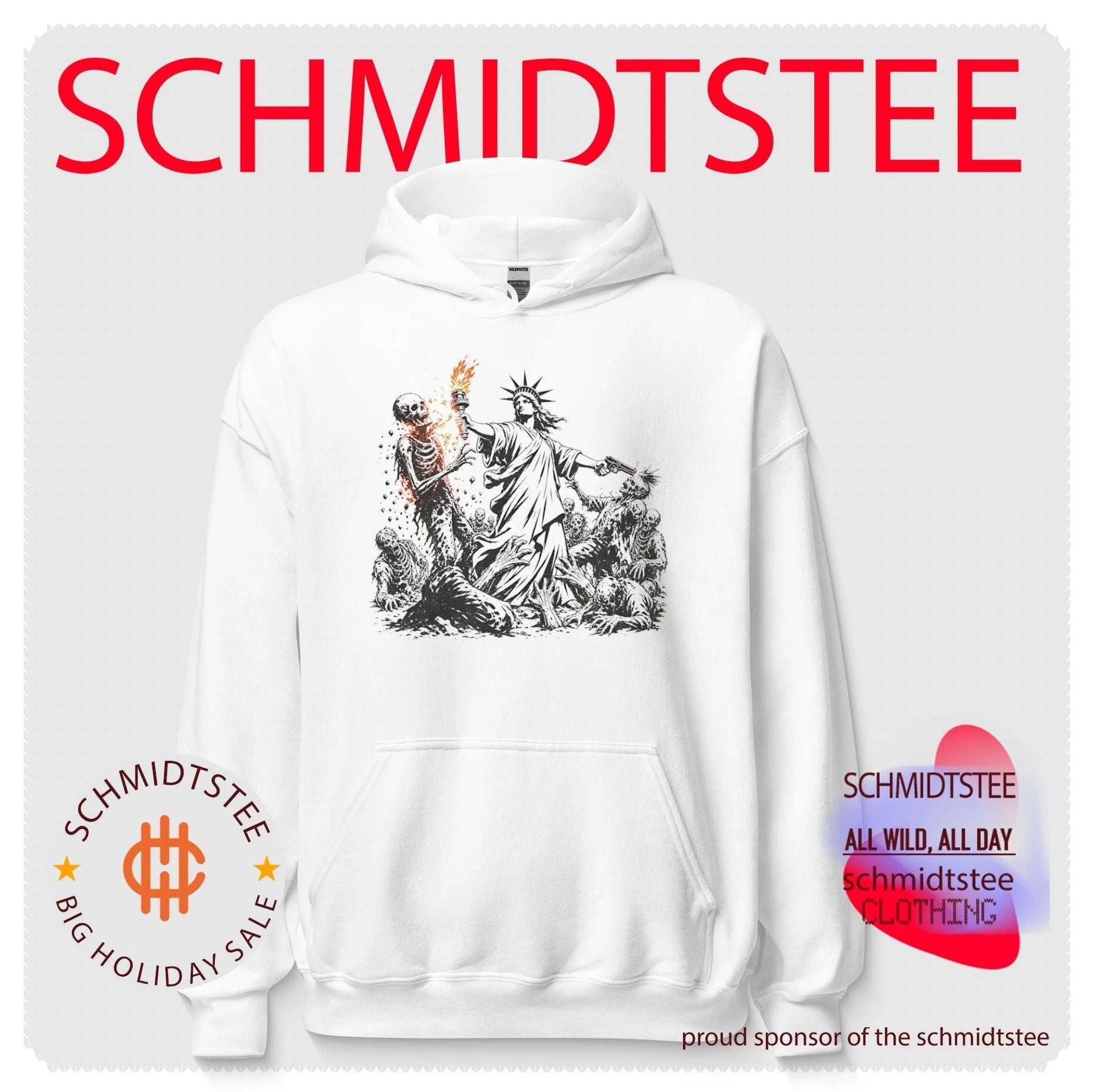 Statue of Liberty Fighting Zombies with Torch and Gun shirt