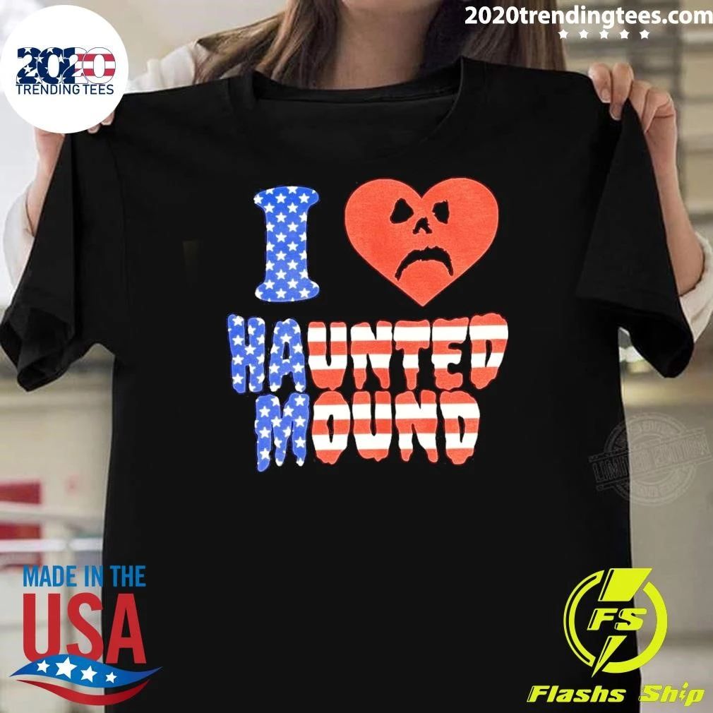 Sematary I Heart Haunted Mound USA American Flag Tee Shirt