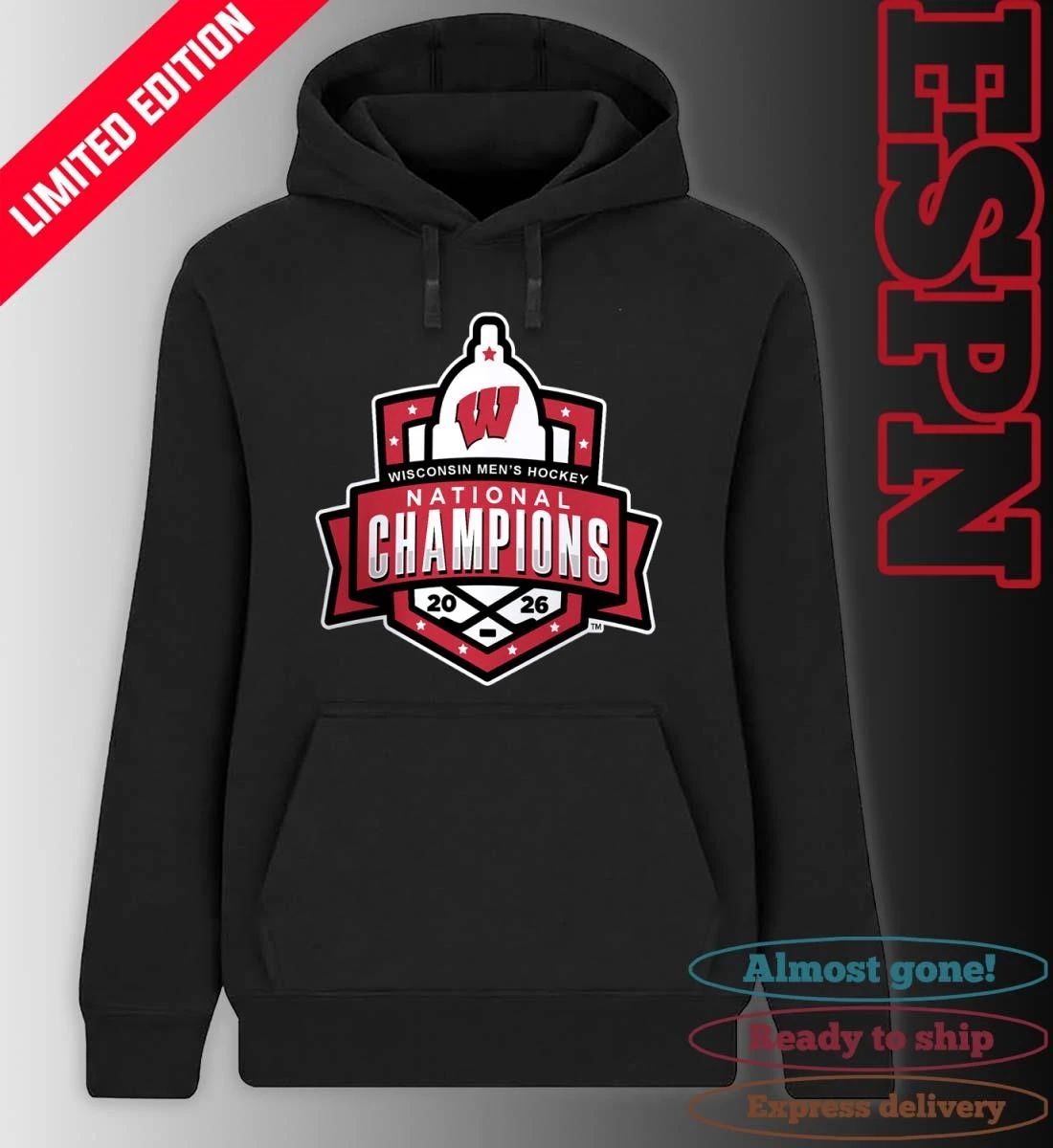 Wisconsin Men’s Ice Hockey 2026 NCAA National Champions Official Logo T-Shirt