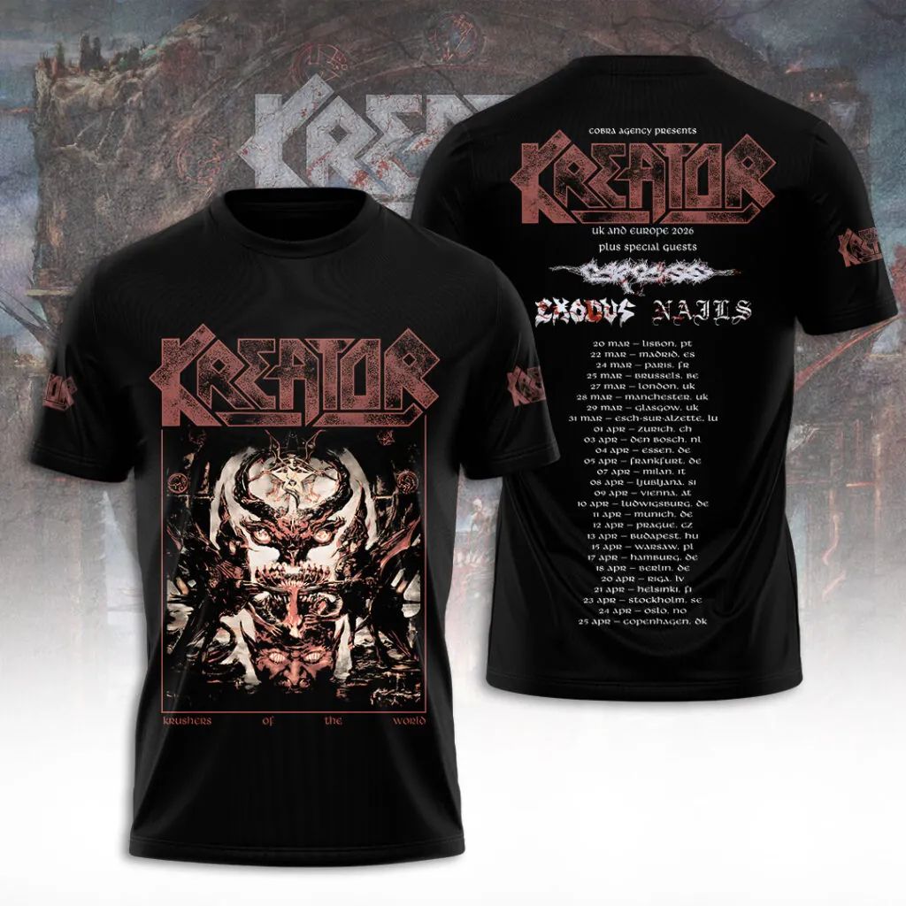Kreator Krushers Of The World Tour T-Shirt – 2026 UK and Europe Concert