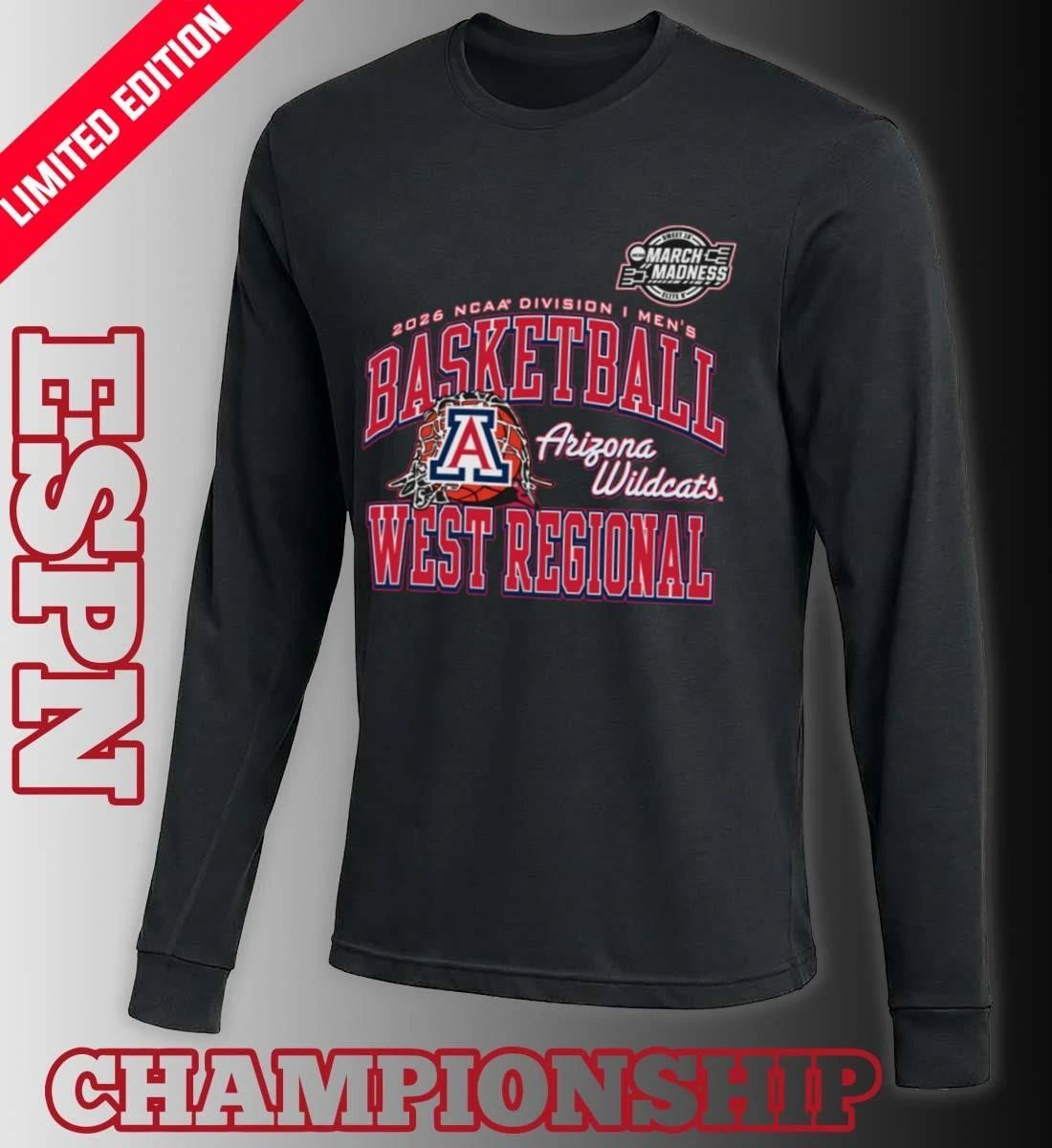 Arizona Wildcats 2026 NCAA DI Men’s Basketball Sweet 16 – West Regional T-Shirt