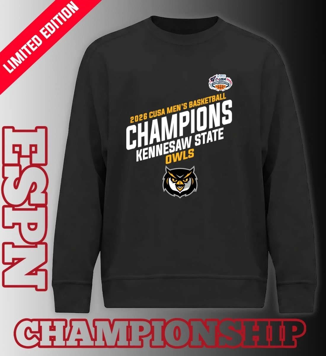 Kennesaw State Owls C-USA Men’s Basketball Tournament Champions Locker Room T-Shirt