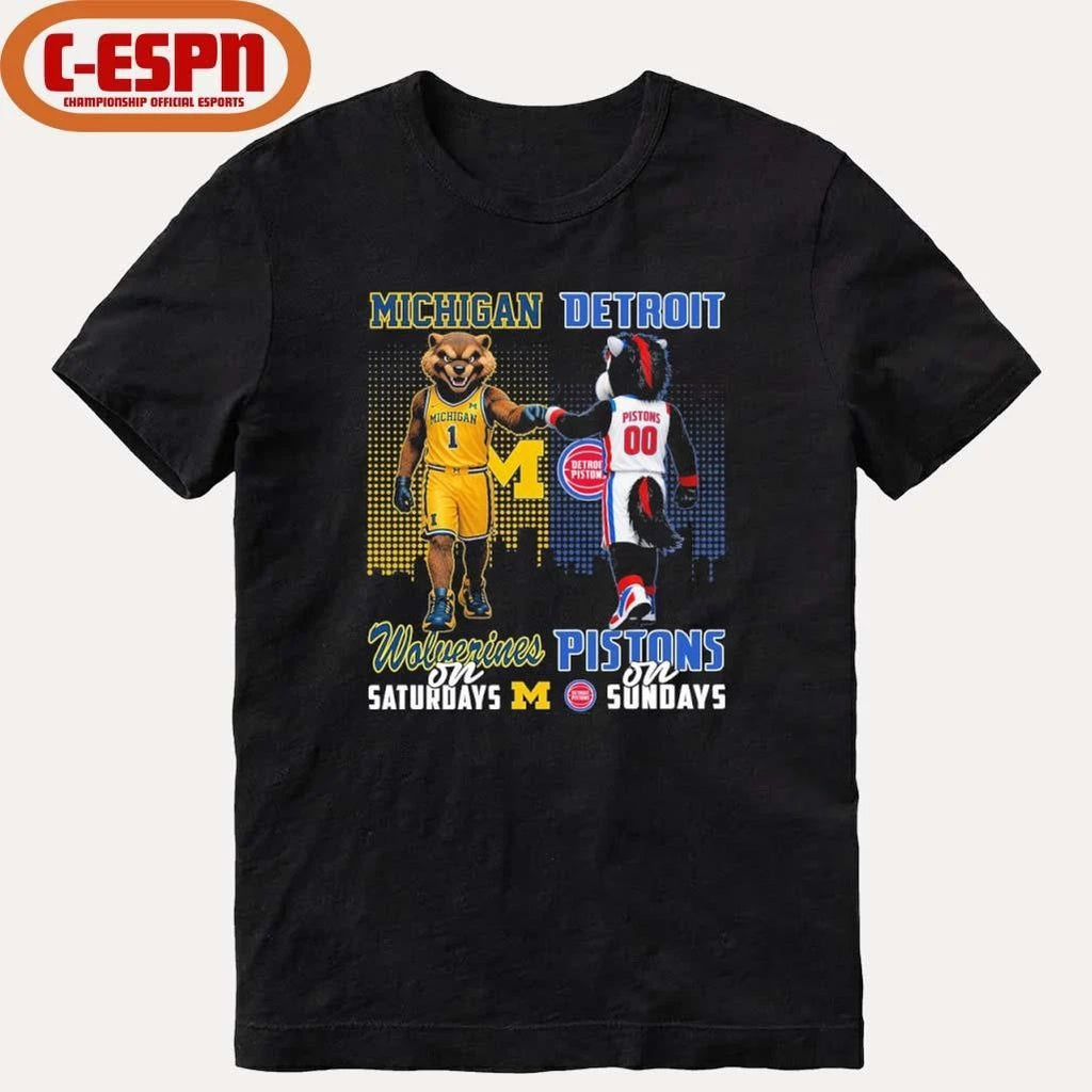 Mascot Michigan Wolverines On Saturdays And Detroit Pistons On Sundays Shirt