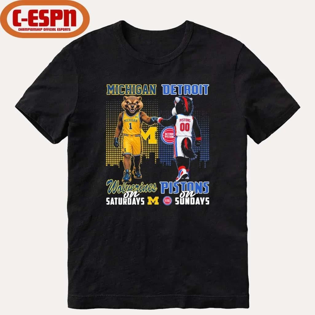 Mascot Michigan Wolverines On Saturdays And Detroit Pistons On Sundays Shirt