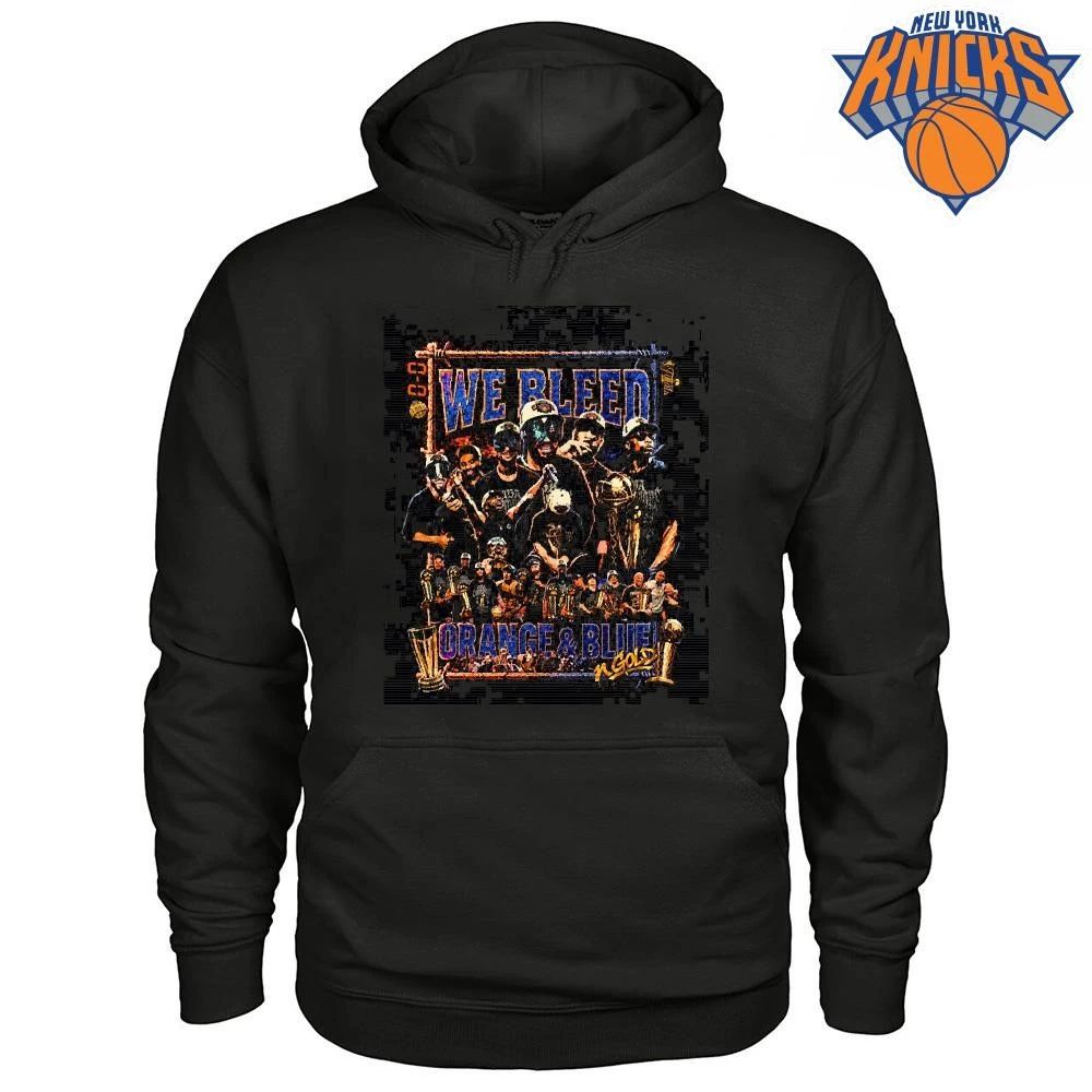 We Bleed Orange And Blue New York Garden Angels Basketball Champions Celebration Graphic Black shirt